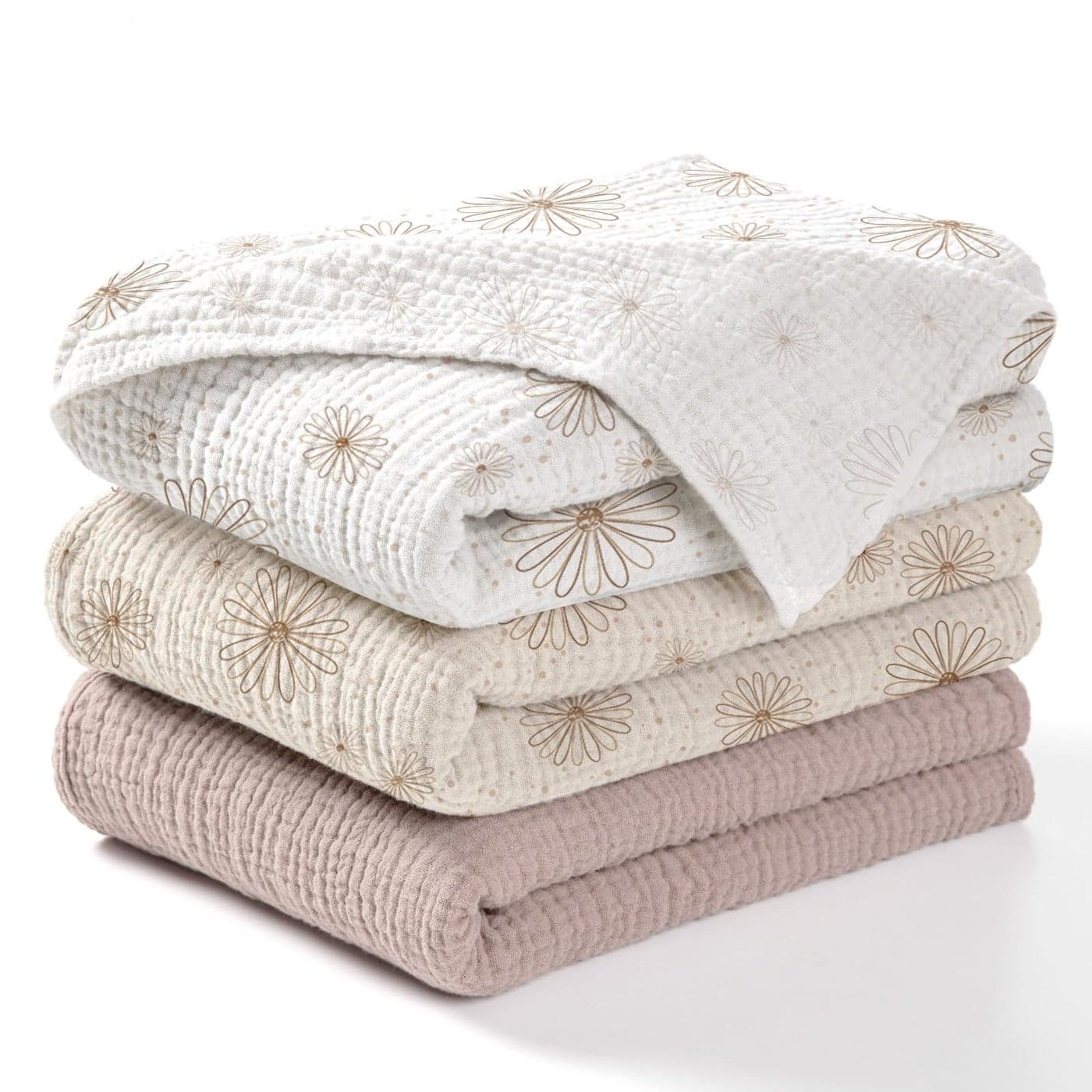 lulumoon Baby Muslin Swaddle Blankets Soft Receiving Blanket for Newborn Cotton Swaddling Blankets for Neutral 3PackSandDaisy