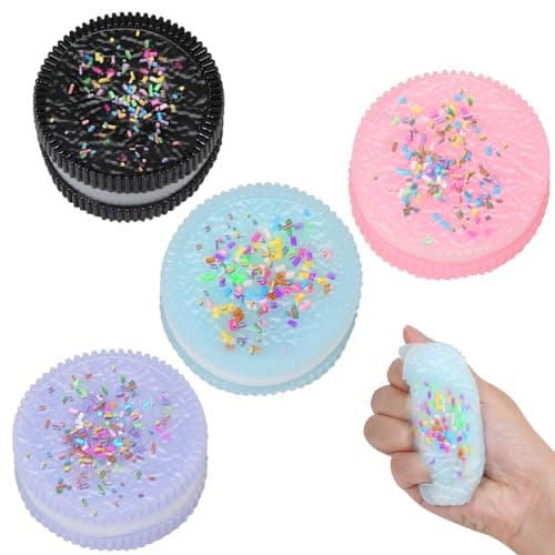 4pcs Handmade Soft Cookie Squishy Silicone Stress Relief Squishy Toy Pink Cookie Dessert Kawaii Squishies PVC New 5523BGoy Stress Relieving Fur Ball OPP Packaging Gifts 4pcs