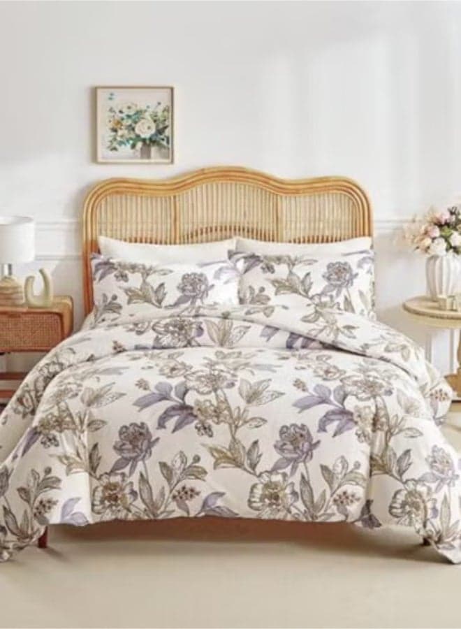 King size 6-piece floral damask duvet cover set.