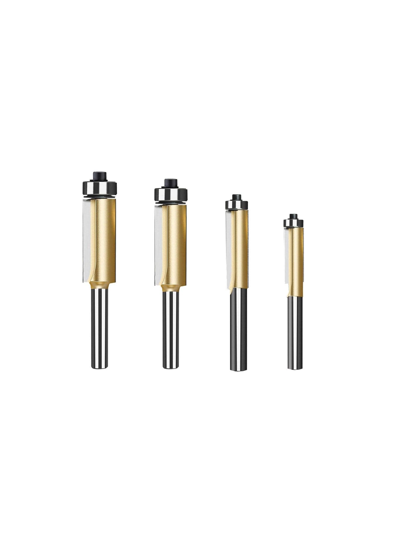 Flush Trim Router Bits Set 1/4'' Shank Carbide Template Top Bearing Flush Trim Bits Set Handy Durable Sharp Prevent Tear-Out