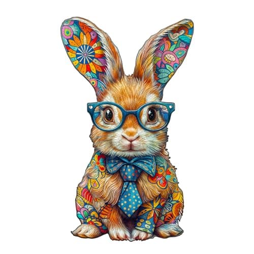 SECOGM Wooden Puzzles for Adults Colorful Bunny Wood Puzzles Adult Unique Animal Shape Wooden Jigsaw Puzzles for Adults Birthday Gifts for Puzzle Lovers Family 134 8in 300 Pieces