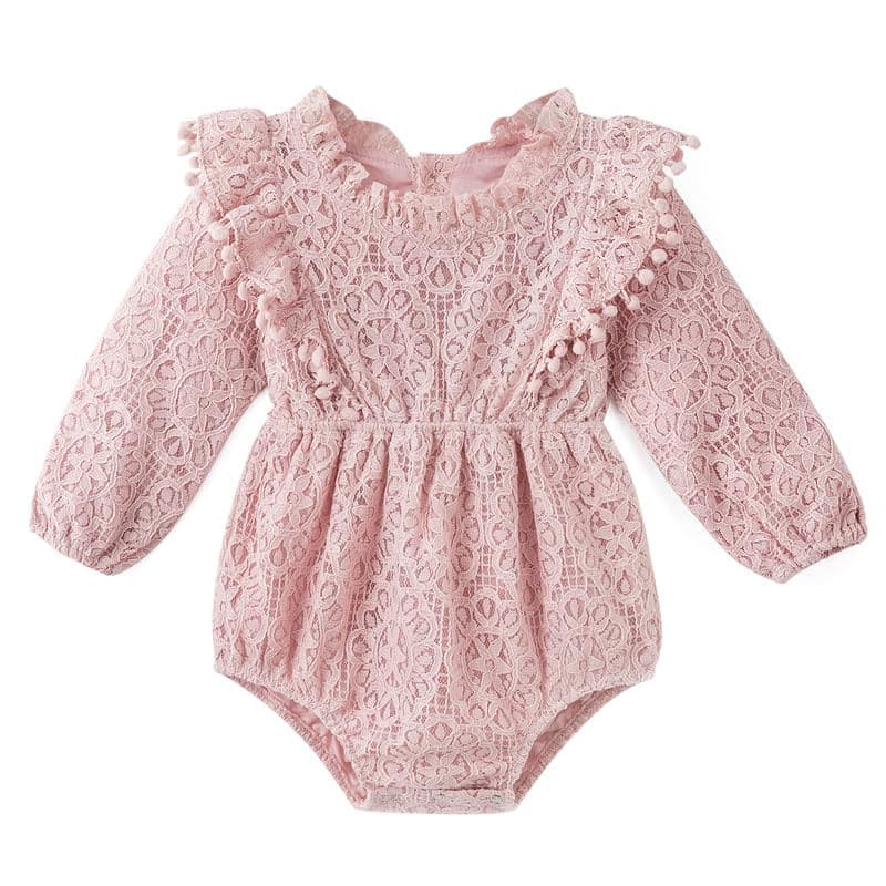 Simplee kids Baby Infant Girls Lace Romper Long Sleeve Jumpsuit Fall Winter Clothes for 1218 Months Pink
