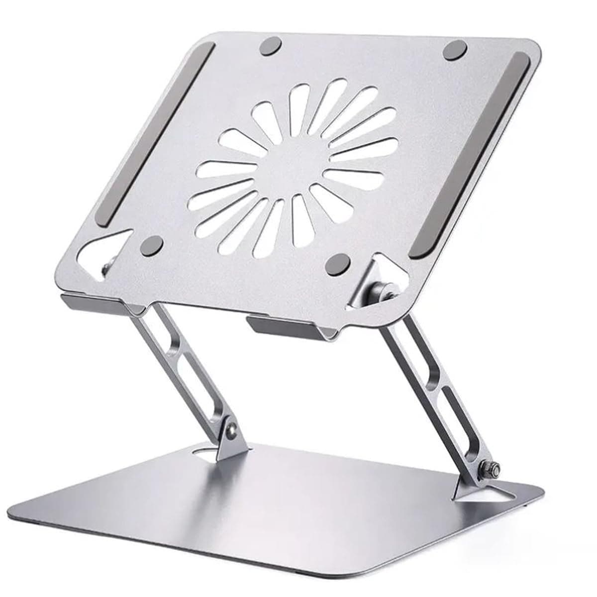 Krevia Aluminum Adjustable Height Laptop Riser Holder Foldable Laptop Notebook Stand Computer Stand for Desk Compatible for MacBook ProAir Samsung Dell XPS Lenovo Laptops up to 14 inches
