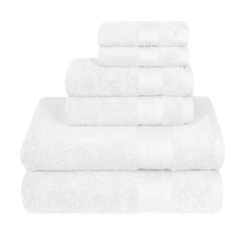 Trident Soft Comfort Air Rich Towels for Bath, 100% Cotton Towel, Super Soft, Highly Absorbent, 6 Pieces Towel Set, 500 GSM - White