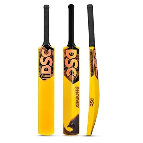 DSC Phoenix Plastic Cricket Bat - Ideal for Tennis and Gully/Turf Cricket Bat, Color - Yellow, Size - 4 (6-8 Yrs)