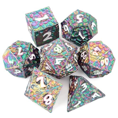 Haxtec DND Dice Set Metal Dice Compatible with Dungeons and Dragons DD Gift TTRPG Rainbow Polyhedral Dice