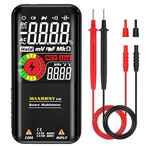 MAXRIENY Smart Digital Multimeter, 9999 Counts with 3-Results Display, Auto-Ranging Pocket Electrical Voltmeter Capacitance Resistance Continuity Frequency Diode Duty Cycle Live Check Voltage Tester