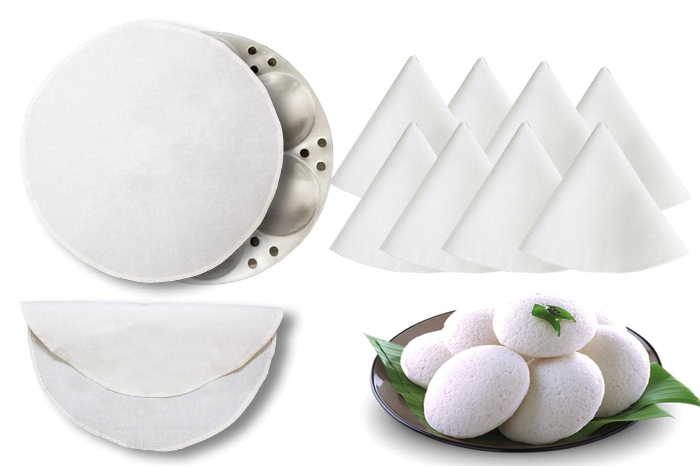 PRAGANIYA Cotton Idli Cloth, 8 Pieces, Suitable for 4, 5, 7 Pit Idli Plate, Momos Steaming