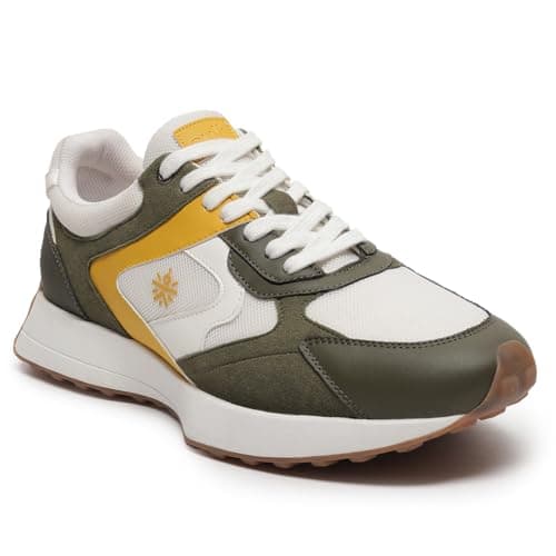 CULT Men's EasyBreezy Sneakers (CS705690UK6_White/Olive_UK6)