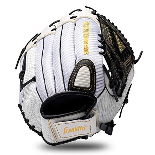 Franklin Sports Fastpitch Softball Glove - Fastpitch Pro - Adult and Youth Softball Mitt - Infield and Outfield - Right Handed Glove - White/Gold - 12" Righty