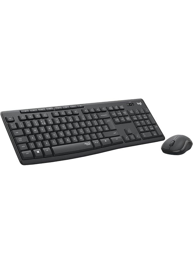 MK295 Silent Wireless Mouse & Keyboard Combo with SilentTouch Technology, Full Numpad, Advanced Optical Tracking, Lag-Free Wireless, 90% Less Noise, EN Keyboard - Graphite