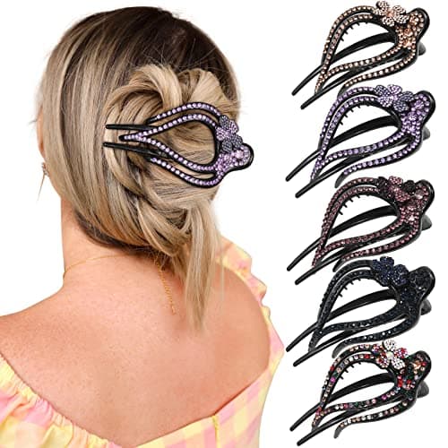 French Concord Flat Hair Clips 6PCS Curved Hair Claw No Slip Hair Clips Volume Strong Hold Clip Hair Claw for Women Girls 5PCS Spark CurvedMedium4