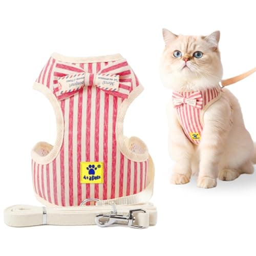 A+a Pets' Cat & Small Dog Harness with Leash Set | Comfortable Vest, Escape-Friendly Combo (Red, S)