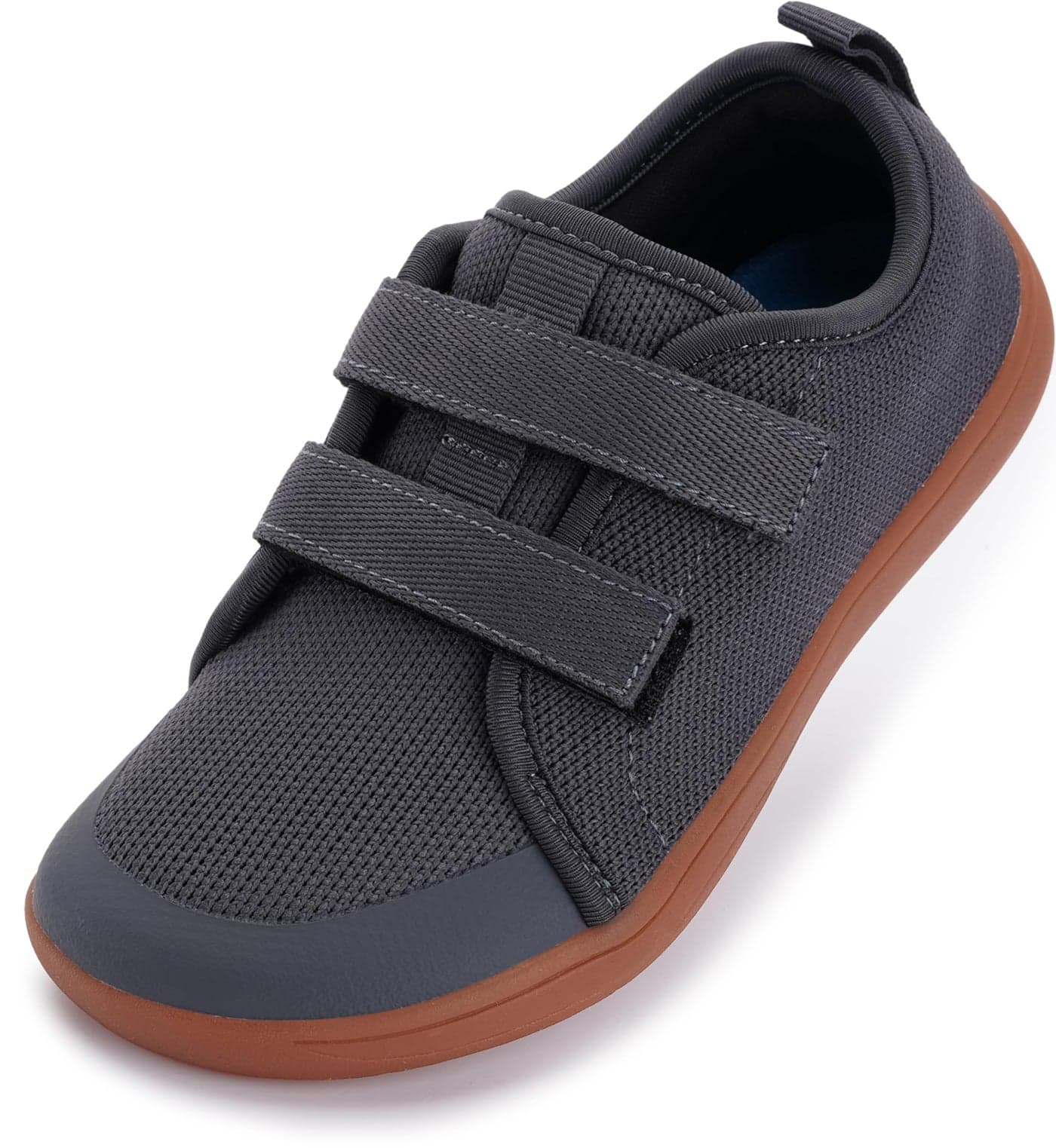 WHITIN Kids Wide Barefoot Shoes for Boys Girls Minimalist Zero Drop Sneakers Size 4 Big Kid Athletic Walking Tennis Sports Flat Running Grey Gum 36