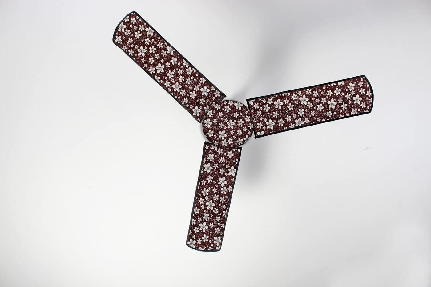The Furnishing Tree Waterproof & Dustproof Three Blade Ceiling Fan Cover with Attachable End Enclosure Set of 1 Fan Cover Floral Brown