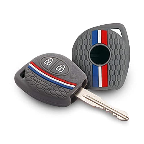 Keyzone Striped Silicone Key Cover for Suzuki Jimny,Fronx,Swift,Dzire,Baleno,Eritga,Grand Vitara,Brezza,e-Vitara,Ciaz,WagonR,Alto,Scross,Ignis 2B Remote Key(Grey)