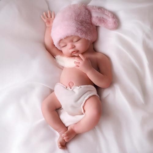 BABESIDE Silicone Baby Doll 16 Inch Weight 49 Lb Reborn Baby Dolls Silicone Full Body Platinum Silicone Weighted Realistic Sleeping Newborn Lifelike Preemie Doll Gift for Collectors Kids Age 3