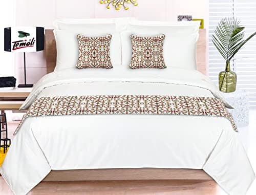 Temoli® Bed Runner with Reversible Cushion Cover Decorative Scarf for Bedroom Hotel Wedding Room 18x90 in,16x16 in. (White)