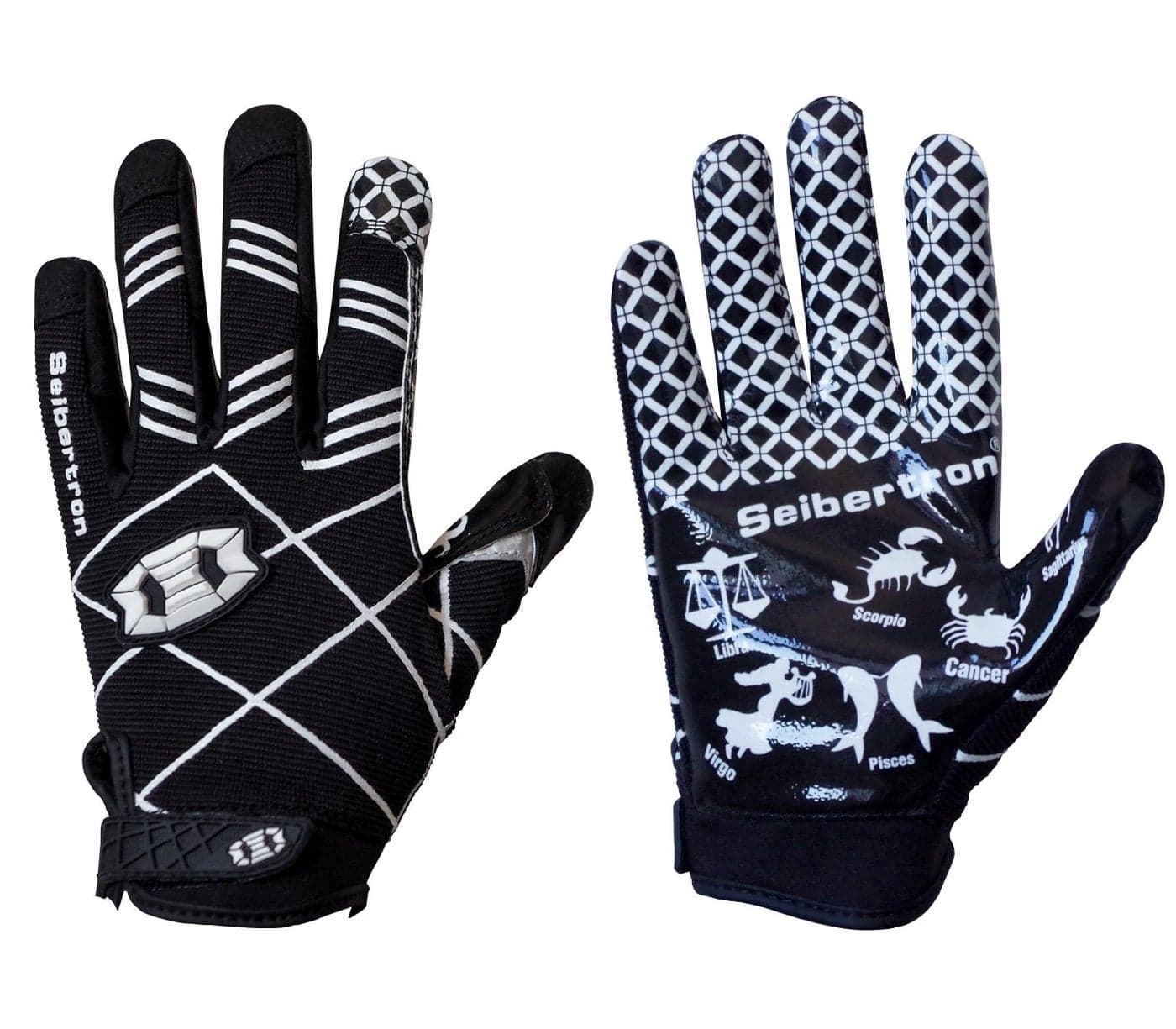 Seibertron Pro 3.0 Twelve Constellations Elite Ultra-Stick Sports Receiver Glove Football Gloves fit for Youth Child Kids Black M