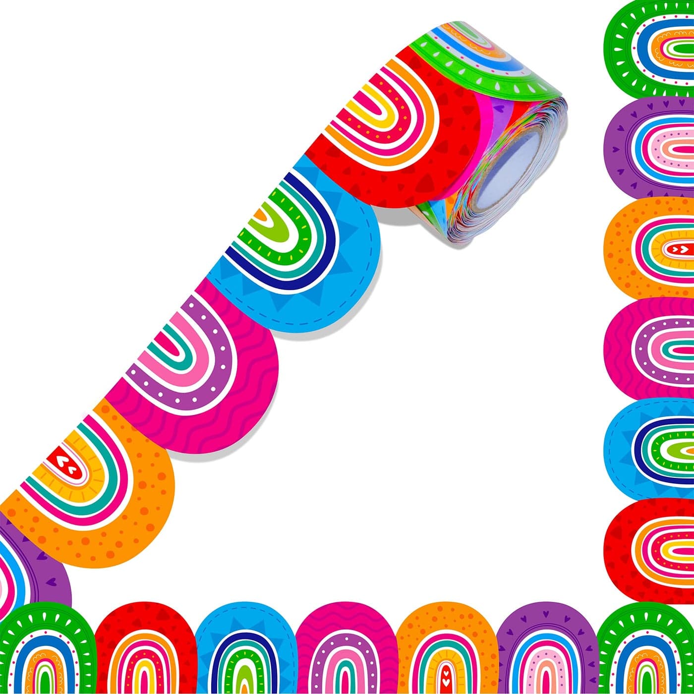 60 Feet Bulletin Board Borders Colorful Rainbow DieCut Rolled Border Trim Decoration Borders for School Classroom Offices Walls Desks Windows Doors Lockers