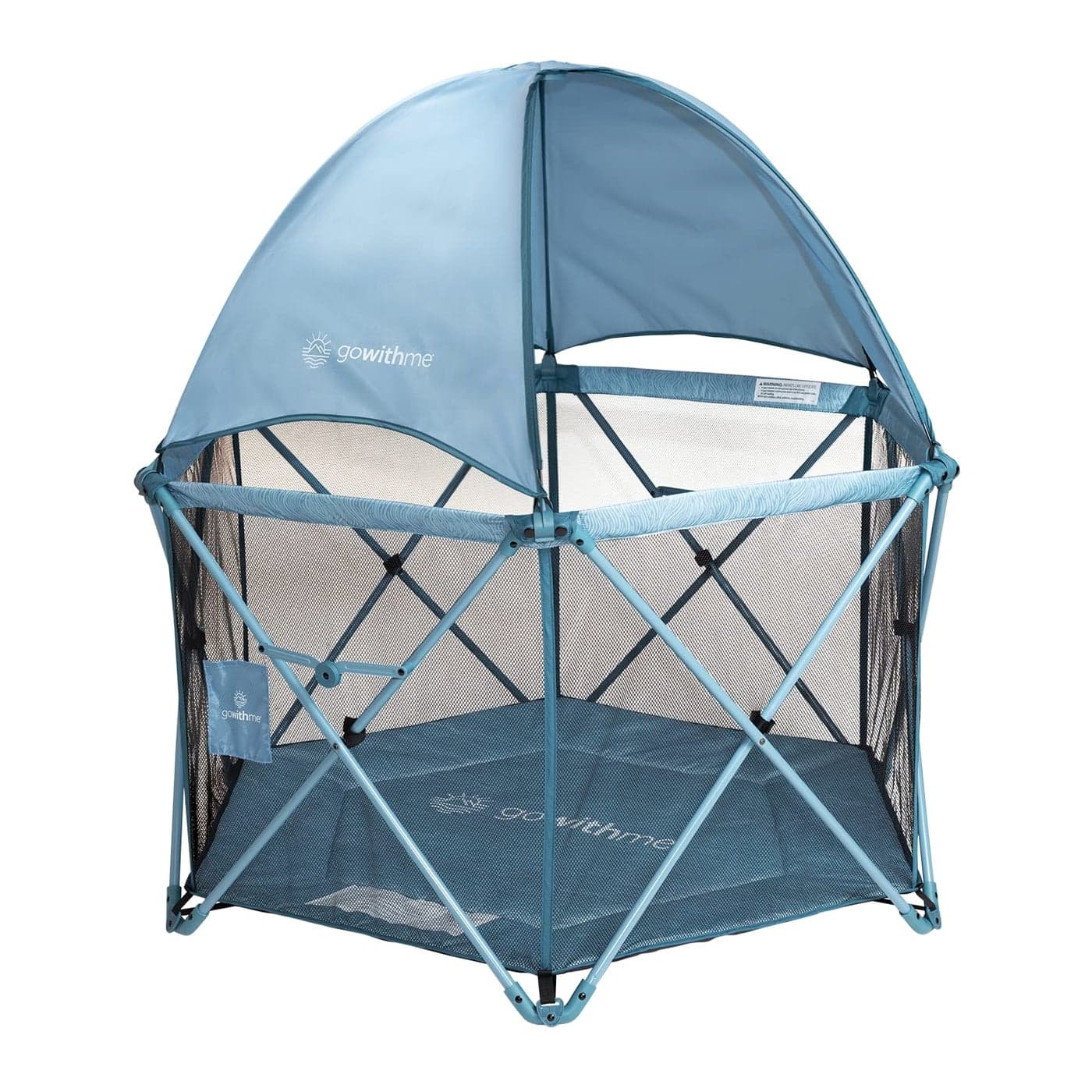 Baby Delight Go with Me Eclipse Deluxe Portable Playard Playpen Sun Canopy Indoor and Outdoor Ultra Padded Nylon Floor Blue Wave