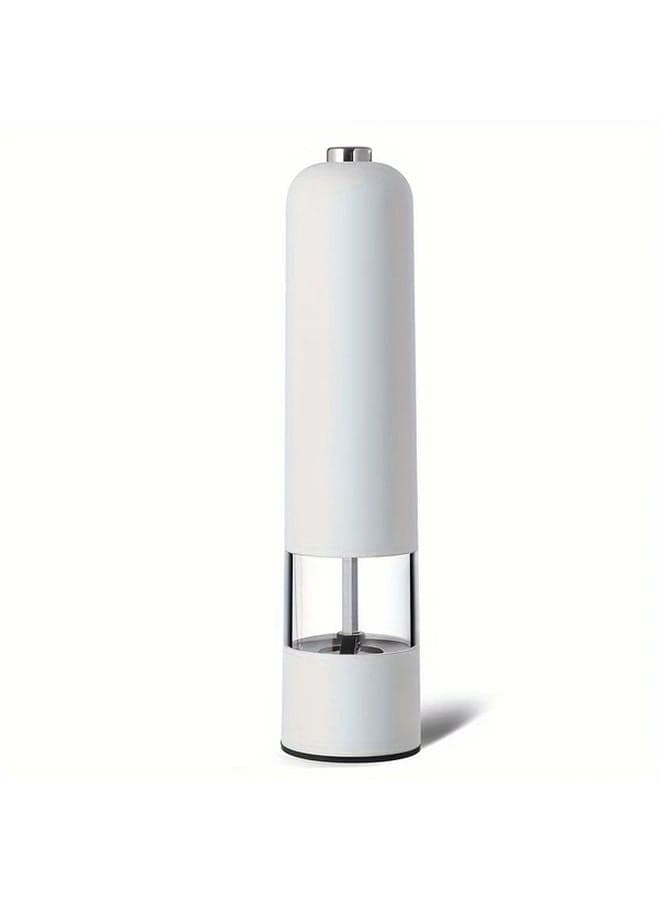 White Electric Salt And Pepper Grinder Set Automatic Adjustable Coarseness
