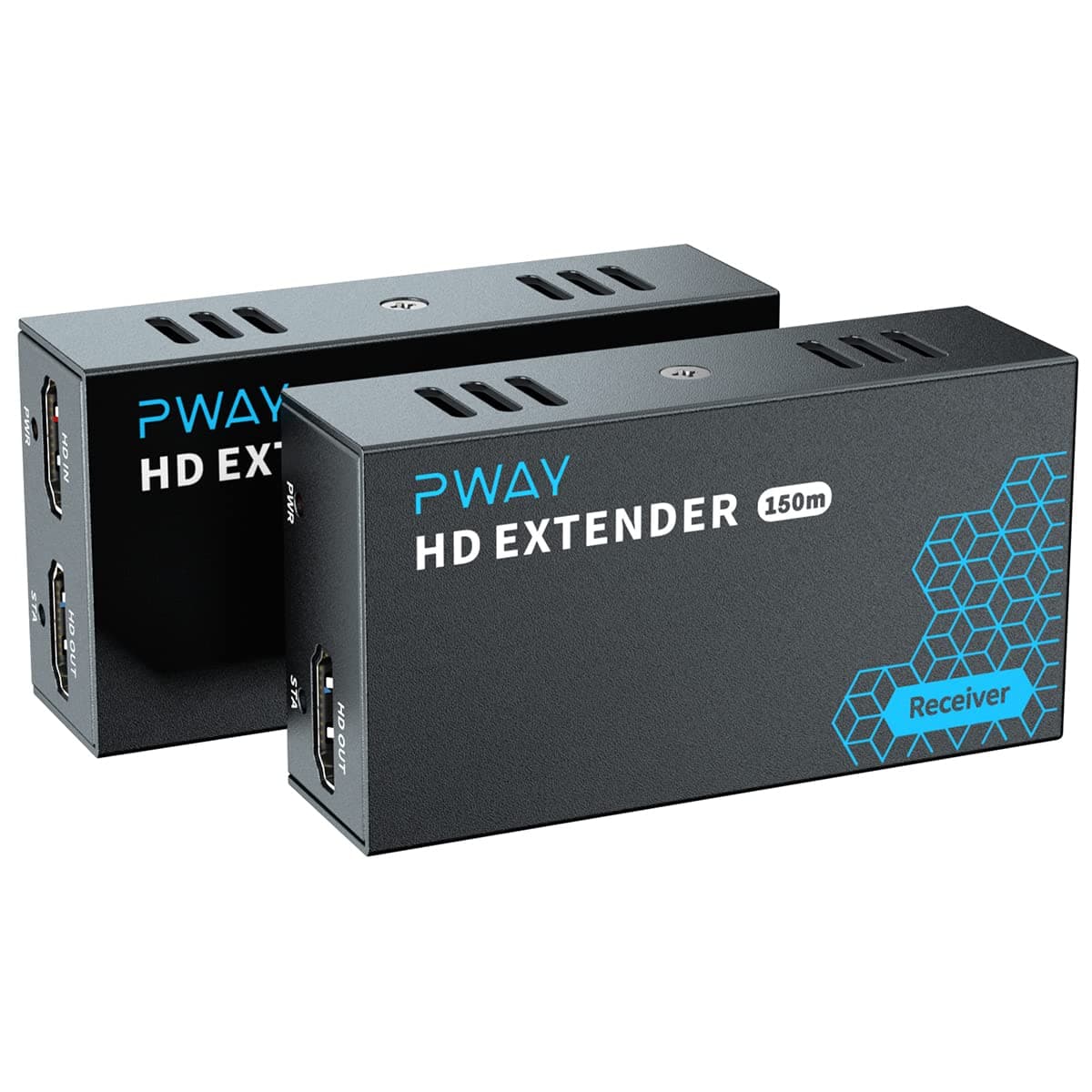 PWAY HDMI Extender 500ft No Delay Over Cat5e6 HDMI Balun IP Kit Over Ethernet Long Distance Video 1 to Many Over Gigabit Switch
