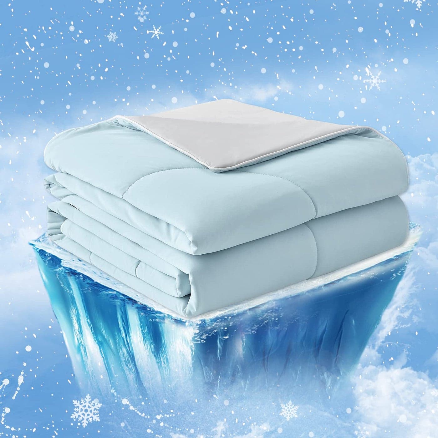 Cozy Bliss Cooling Comforter Queen Size Cooling Blankets for Hot Sleepers and Night Sweats Gray Blue Summer Comforter for Queen Size Bed Breathable Soft Lightweight Silk Smooth