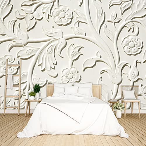 BZHXBZ 3D Relief Flower Wallpaper Bedroom Modern Flowers murals Trendy Office Decorative Living Room tv Background Large Wall Mural 137x96 Not Peel and Stick