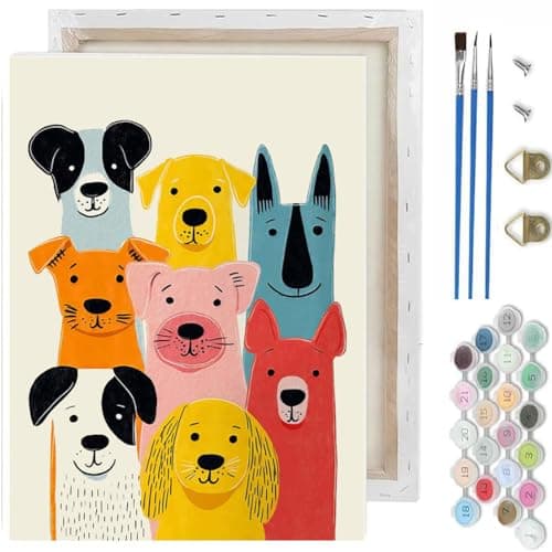 TCDZMYGS Dog Paint by Numbers Kit for Adults BeginnerEasy Dog Adult Paint by Number Kits on Canvas with FrameDIY Acrylic Oil Painting by Numbers Kits for Home Wall Decor 10x12 inch
