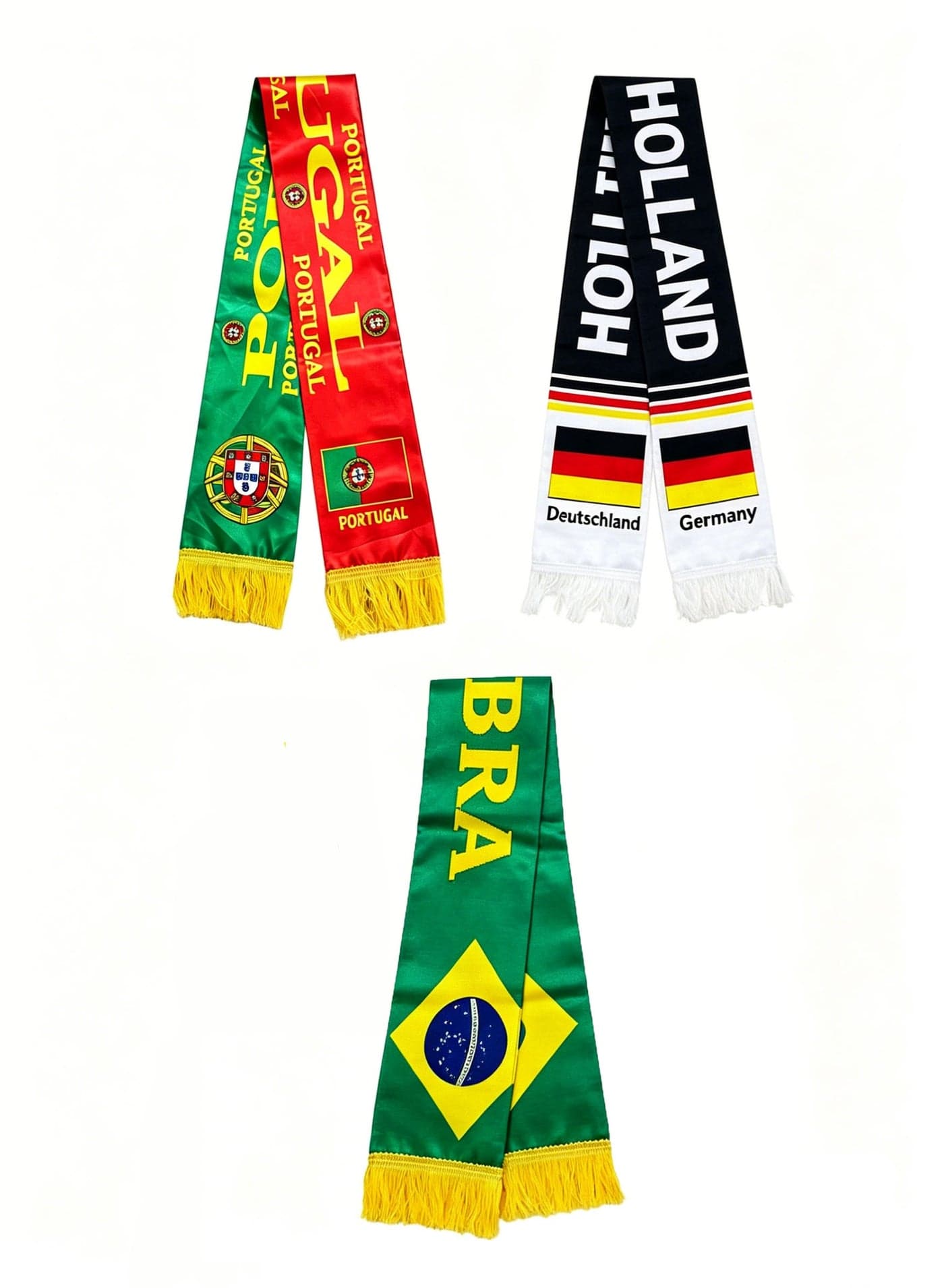 3pcs World Cup Soccer Scarf Set, National Soccer Team Fan Scarf, Portugal Brazil Germany Satin Neck Warmer, Football Fan Scarf, For Match Days Cheering Gift, For Family Neighbors Friends Colleagues, Unisex Adult