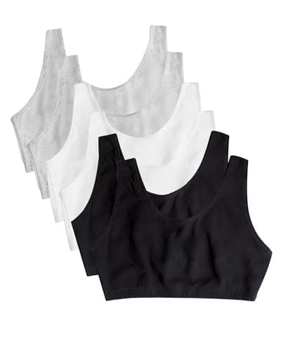 Fruit of the Loom Women's Built Up Tank Style Sports Bra, Black/White/Heather Grey/Black/White/Heather Grey, 38