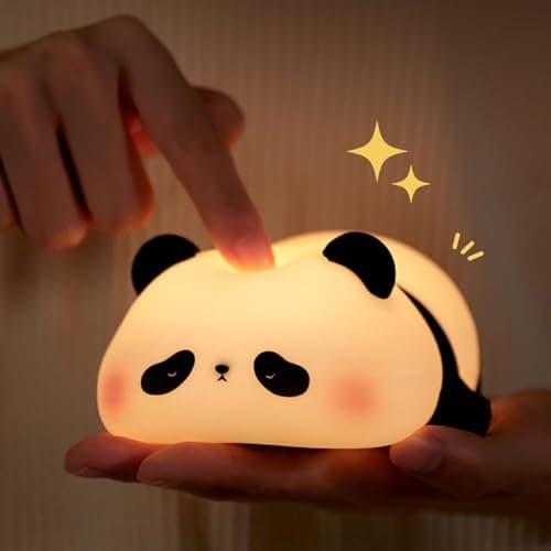 Zilloquil Cute Sleeping Panda Soft Silicone Nursery Night Light, for Baby Room Decor, Girls, Boys, Home Decor, Birthday Gift Rechargeable, 7 Color Changing, Tap Control (Sleeping Panda Lamp)