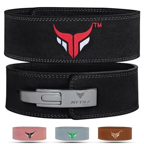 Mytra Fusion Leather Powerlifting Belt for Men and Women (10MM Thick & 4" Wide) - Premium Weight lifting Belt with Adjustable Lever Buckle for Gym, Squats, Bodybuilding & Deadlifts