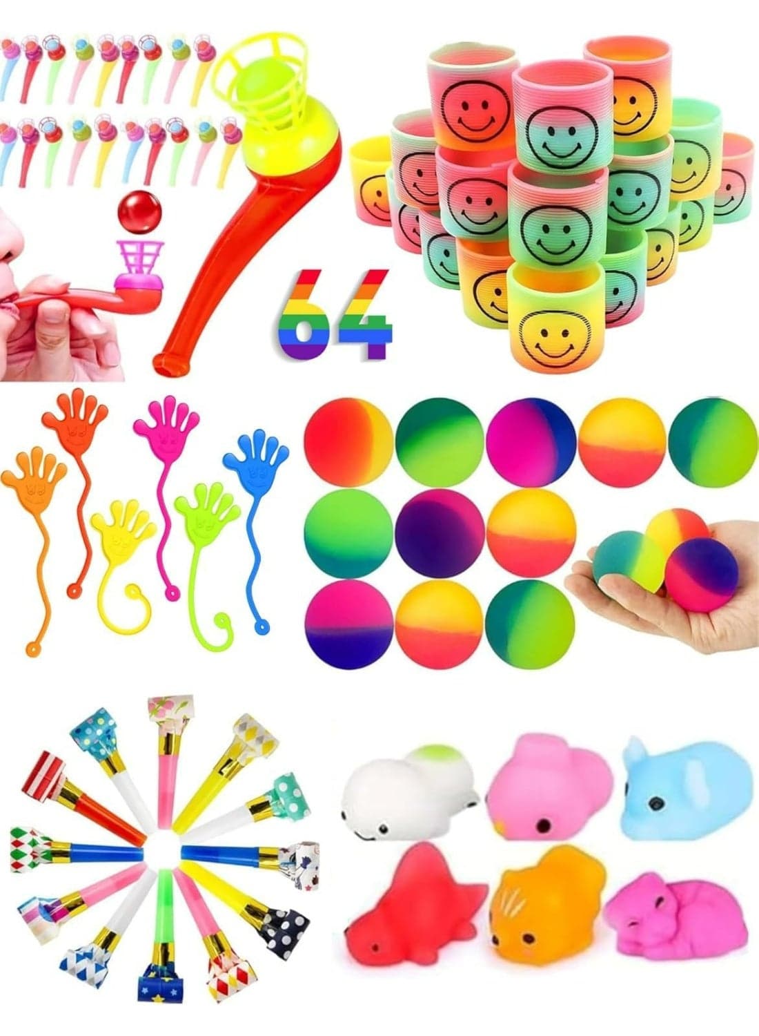 64-Piece Party Favors for Kids – Fun Mini Toys for Goody Bags, Pinata Fillers, Birthday Party Giveaways, Small Gifts for Boys & Girls