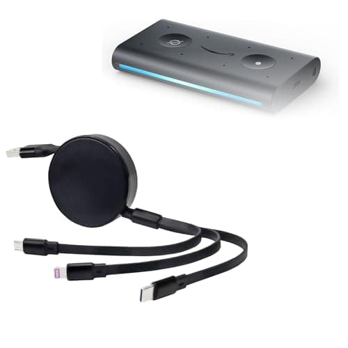 BoxWave Cable Compatible with Amazon Echo Auto AllCharge PD miniSync 100W Retractable HighSpeed Charging Portable USB Cable Jet Black