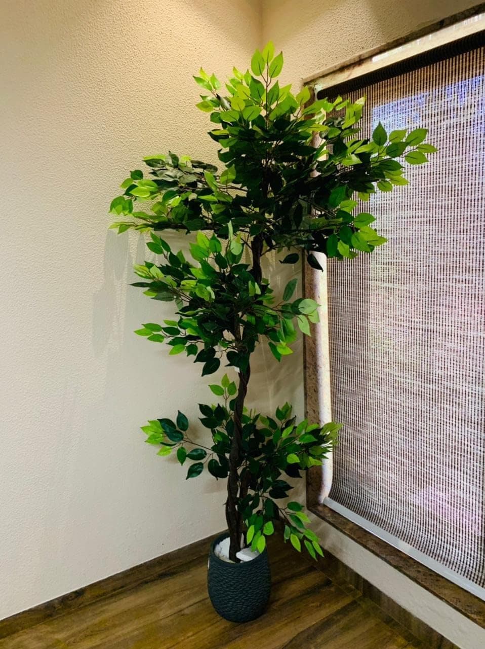ARICK DÉCOR 6ft Artificial Ficus Tree - 180cm Large Faux Floor Plant with Natural Wood Trunk & Lush Silk Leaves - Realistic Potted Greenery for Living Room, Office & Indoor Decor