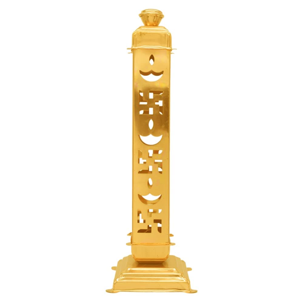 Mini House Stainless Steel Agarbatti Incense Stick Stand Holder for Home Office Temple Made in India Square Set of 1 Gold