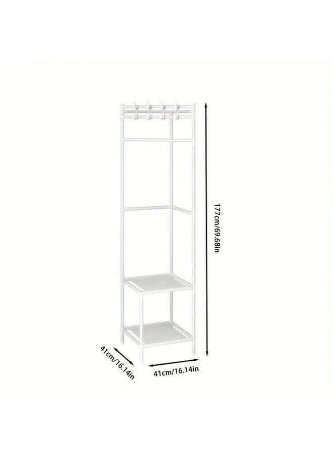 White Heavy Duty Freestanding Clothes Hanger Space Saving Closet Organizer No Assembly Needed