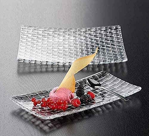 DRAMIQ® Beautiful Crystal Clear Square Shape Glass Tray Plate for Serving Dry Fruits, Fruits, Snacks, Sweets, Chocolates for Home Decoration, Living Room (Transparent)