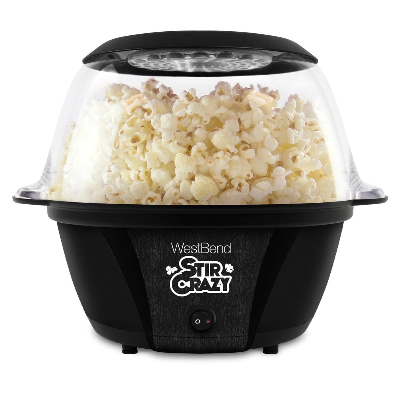 West Bend Stir Crazy Hot Oil Popcorn Popper Popcorn Maker Machine with Large Serving Bowl Lid and Stirring Rod Perfect for Movie Night Snack Time or Parties 6Quart Black