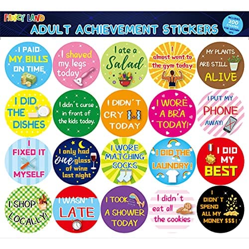 Fancy Land 200 Achievement Stickers for Adults Funny Reward Sticker for Gag Supply for White Elephant Coworkers Friends