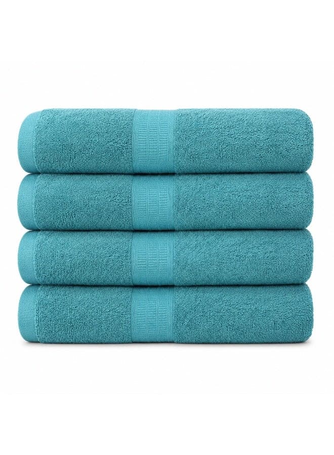Bliss Casa Bath Towels (4 Pack, 70 x 140 cm) - 650 GSM Bathroom Towel Set - 100% Cotton 20/D Ring Spun Luxury Towels Set Highly Absorbent, Quick Dry and Soft Feel Bathroom Towels
