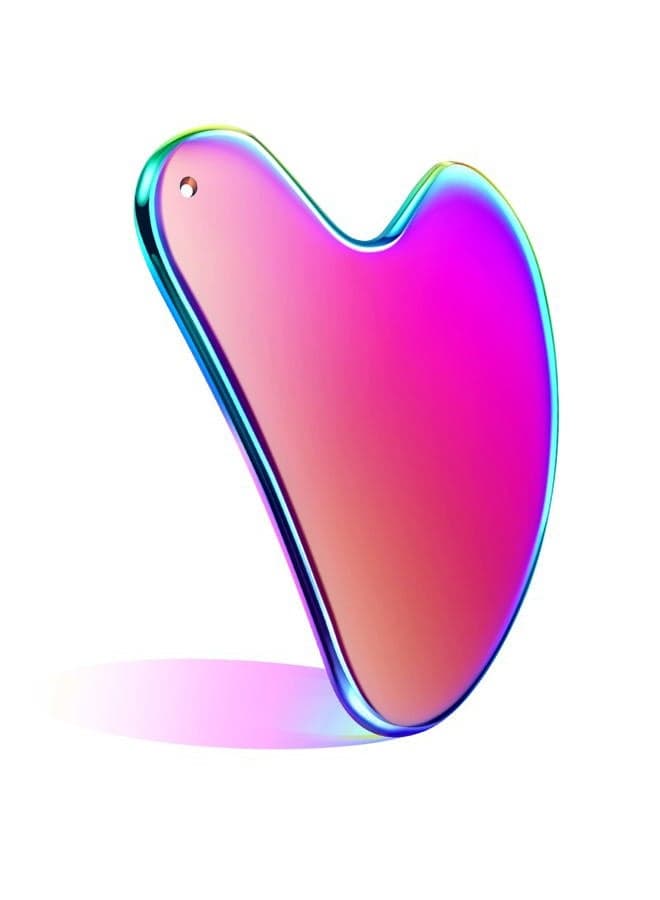 Stainless Steel Gua Sha Facial Tools Guasha for Face Metal Gua Sha Tighten Skin Massage Guasha Beauty Tool for Body Eyes Neck Massager with Travel Pouch Skin Care Gifts (Rainbow Color)