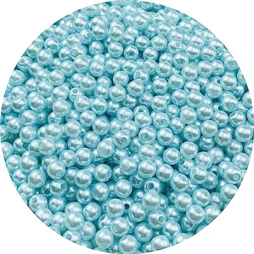 YHYPOCI 1000pcs Pearl Beads for Crafts 6mm Resin Pearl for Jewelry Making Round Bulk Pearls Beads with Hole for Necklaces Bracelets Earrings Making Jewelry DecorationLake Blue