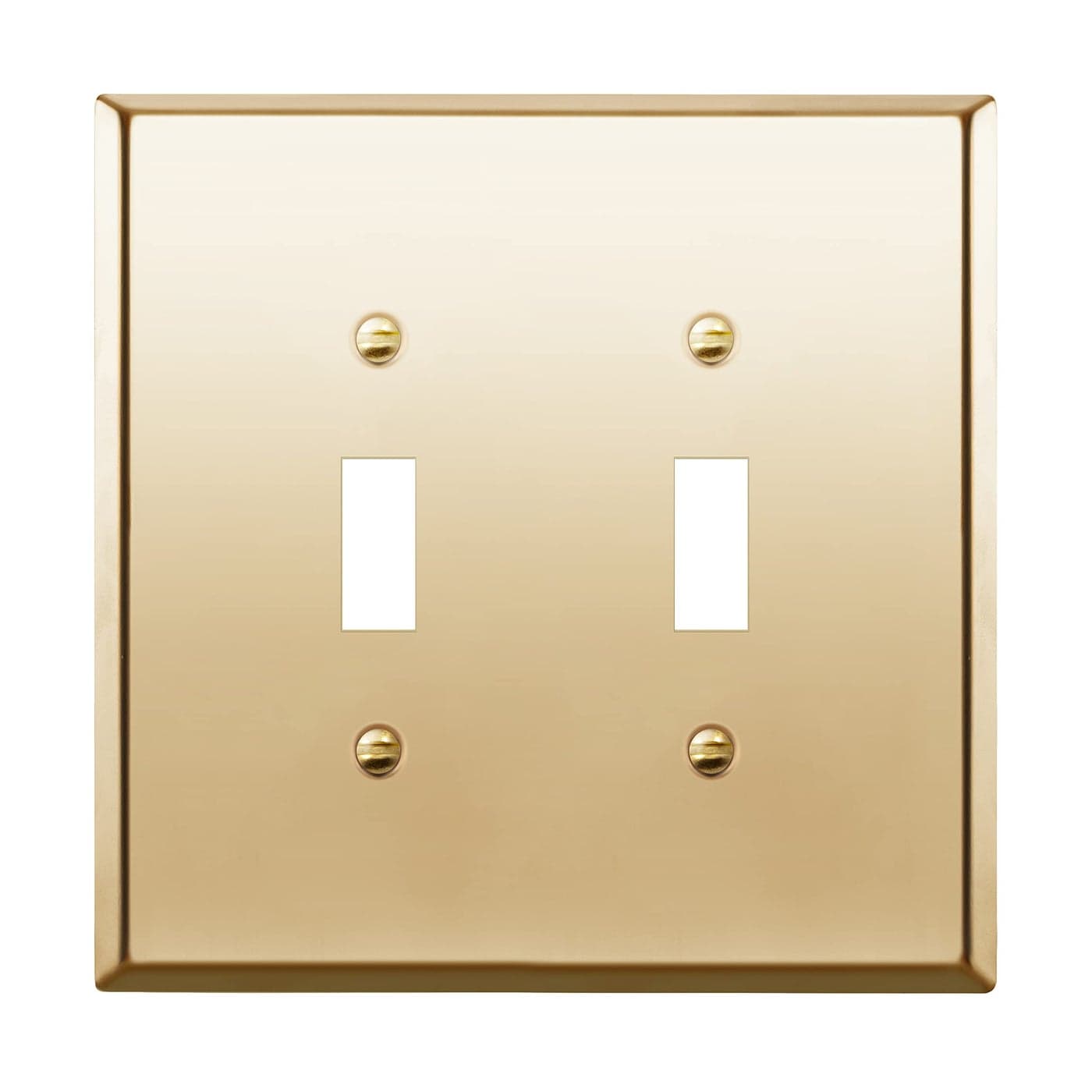 LIDER Toggle Light Switch Metal Wall Plate Stainless Steel Switch Cover Corrosion Resistant MidSize 2Gang 488 x 492 201 Stainless Steel LMWP12MPB Polished Brass