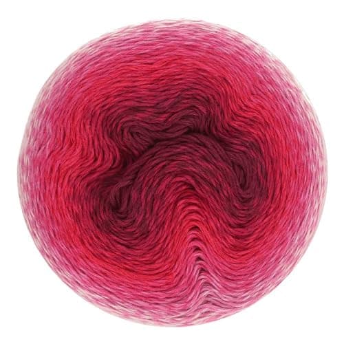 Scheepjes Whirl Gradient Yarn Cake, 1094 yd (1000 m), 60% Cotton/40% Acrylic, Color 555 Forbidden Fuchsia, Lightweight Yarn for Shawls, Wraps & Garments
