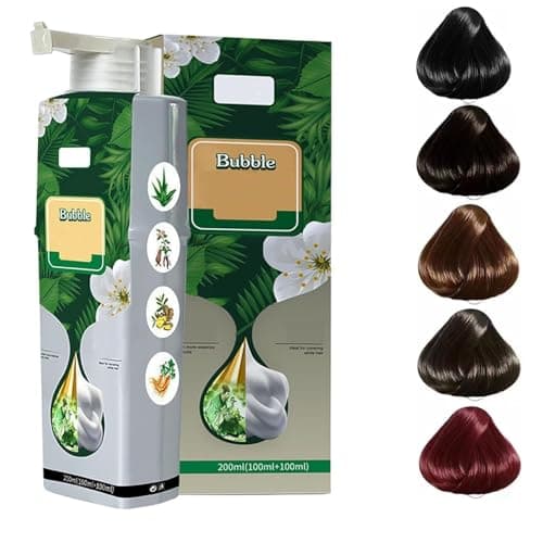 Ginaday Plant Extract For Grey Hair Color Bubble Dye,Pure Natural Plant Extract Non Damage Hair Dye,Variety of Colors New Bubble Hair Dye Shampoo. (Dark Brown)