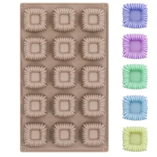 Cube Cake Silicone Mold | 1.6" x 1.6" x 0.8" 3D Square Mini Mousse Cake Baking Mold, French Dessert Molds for Chocolate, Jello, Brownie Bites, Ice Cream Cube, 15-Cavity