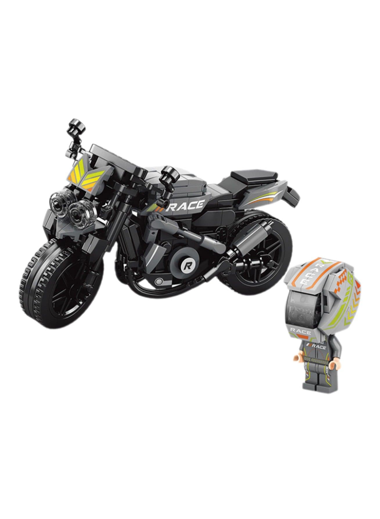 Off-road Motorcycle Model Children's Educational Assembly Toy Boy Building Block Gift Ornaments (Science Fiction Silver Knight)